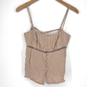 Wild Fable Y2K Camisole Tank Top Vampy Milkmaid Grunge Lace Sheer Button Size XS